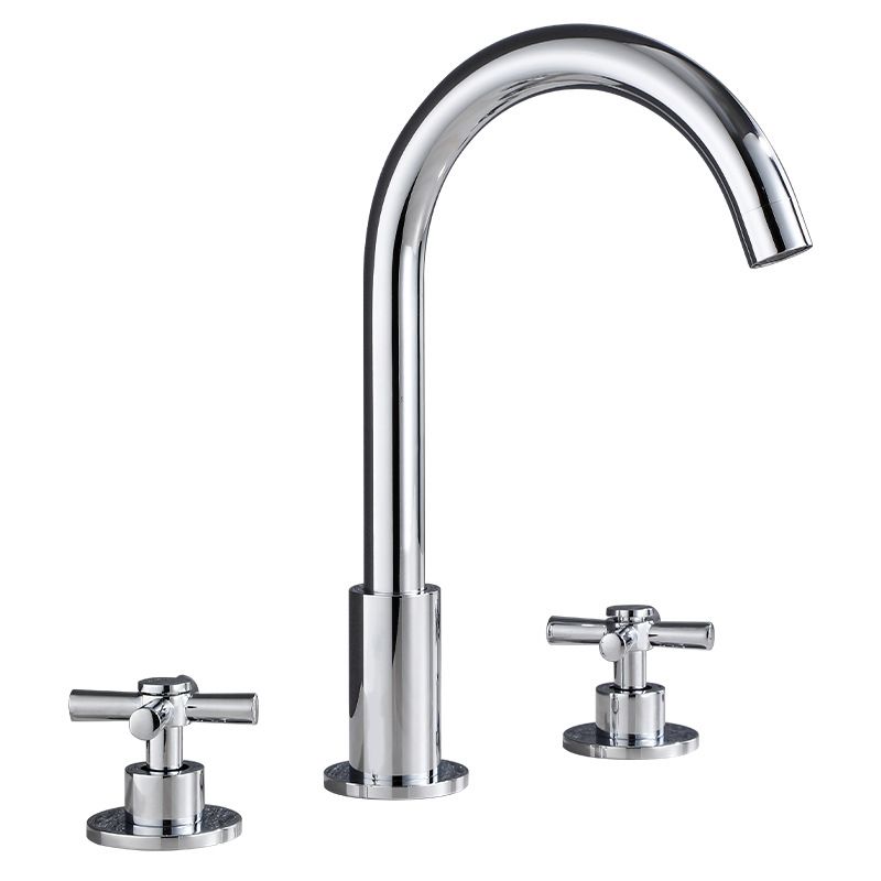 Avtoit | Goose Neck Bathroom Basin Faucet 2 Handles Hot and Cold Water Basin Faucet with Drain