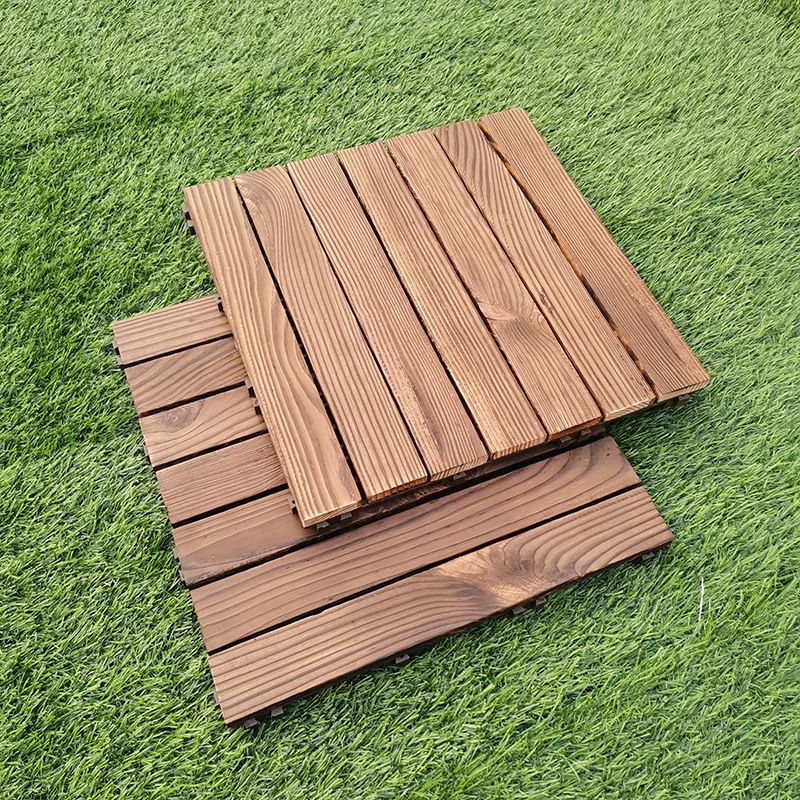 Avtoit | 7-Slat Square Wood Floor Tiles Click Installation Outdoor Floor Tiles