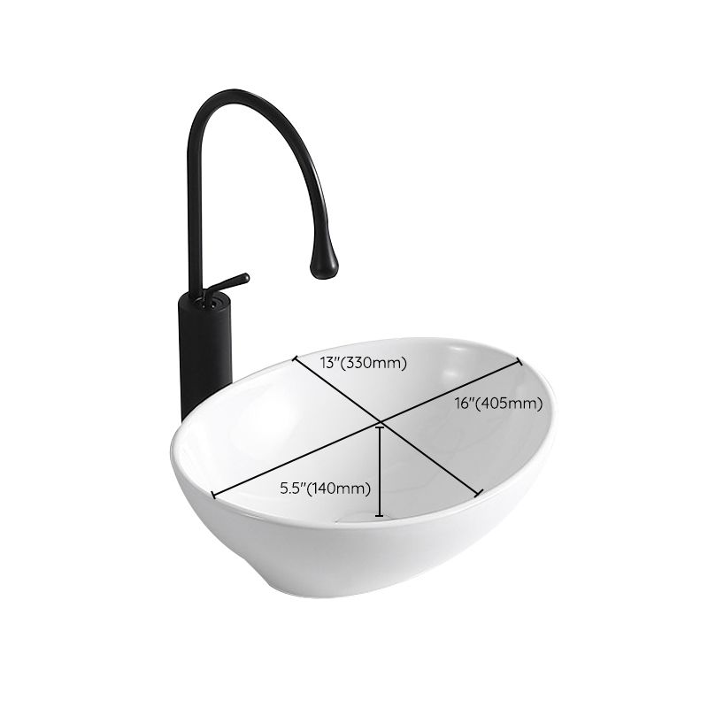 Avtoit | Modern Vessel Sink Porcelain Rectangular Vessel Sink (Not Including Faucet)