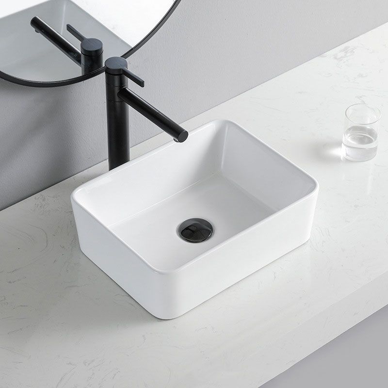 Avtoit | Contemporary Bathroom Sink Porcelain Rectangular Vessel Sink Sink Only