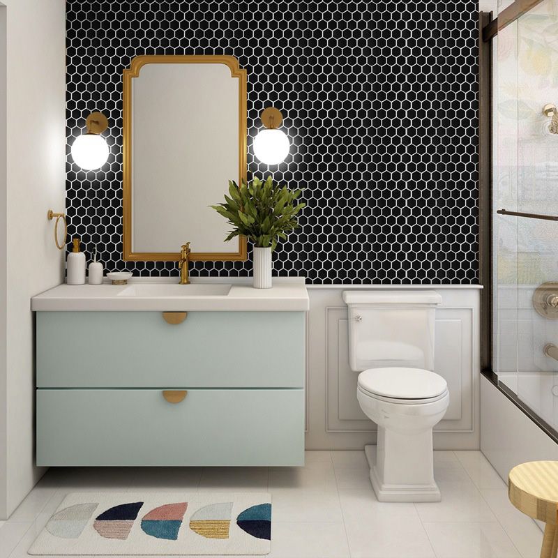 Avtoit | Hexagonal Peel & Stick Tile Stain-Resistant Plastic Peel & Stick Tile for Shower