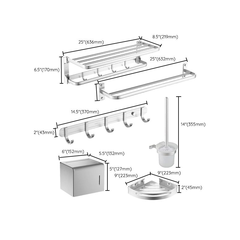 Avtoit | Silver Bathroom Accessory Set Modern Bathroom Accessory as Individual Piece or in Set