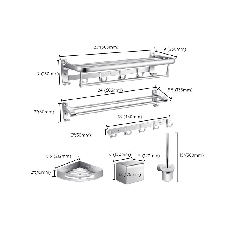 Avtoit | Modern Silver Bathroom Fixtures Set Metal Bathroom Accessories Kit