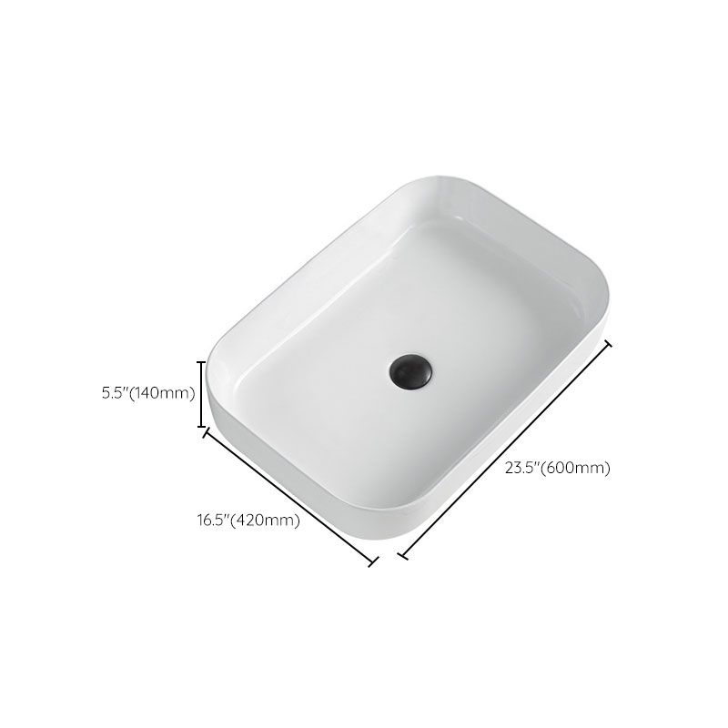 Avtoit | Contemporary Bathroom Sink Porcelain Rectangular Vessel Sink Sink Only