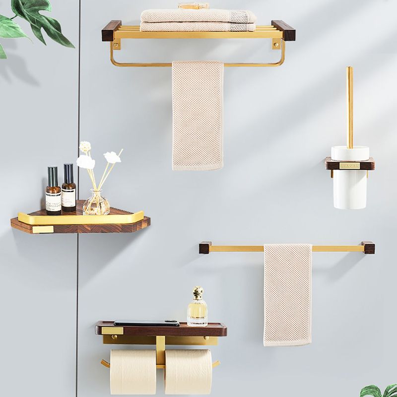 Avtoit | 6-piece walnut bathroom accessory set metal gold bath hardware set