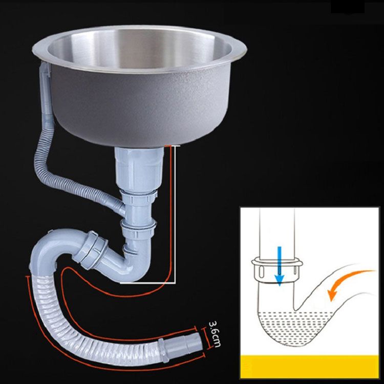 Avtoit | Round Stainless Steel Kitchen Sink with Drain Assembly Built-in Sink