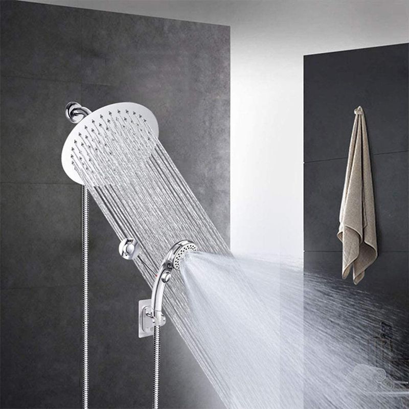 Avtoit | Round Dual Shower Head Stainless Steel 5 Spray Patterns Wall Mounted Shower Head