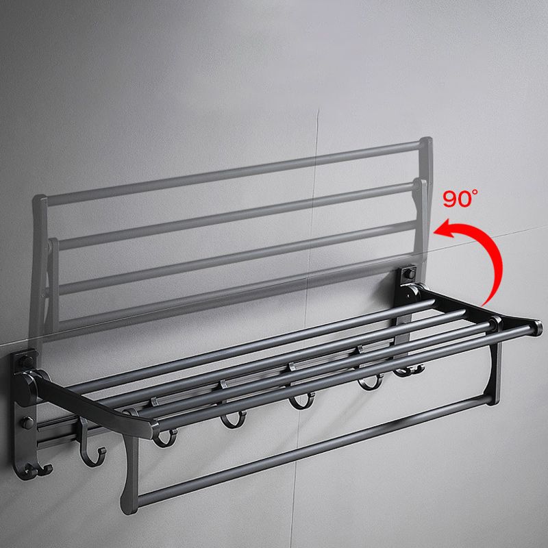 Avtoit | 6-piece modern bathroom hardware set in matte black with bathroom shelf/towel holder & bathrobe hooks