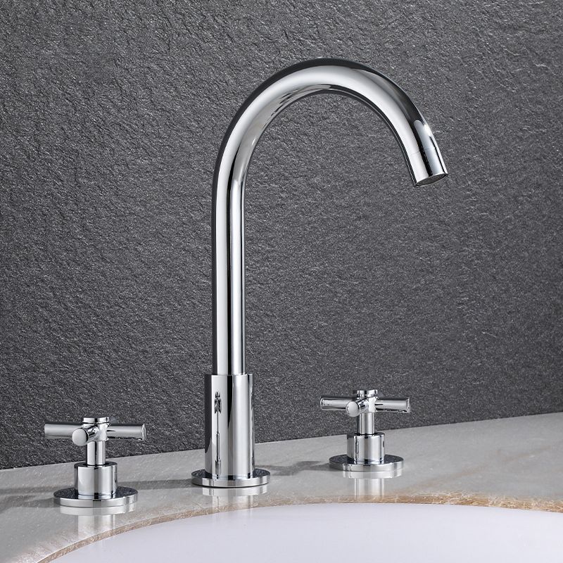 Avtoit | Goose Neck Bathroom Basin Faucet 2 Handles Hot and Cold Water Basin Faucet with Drain
