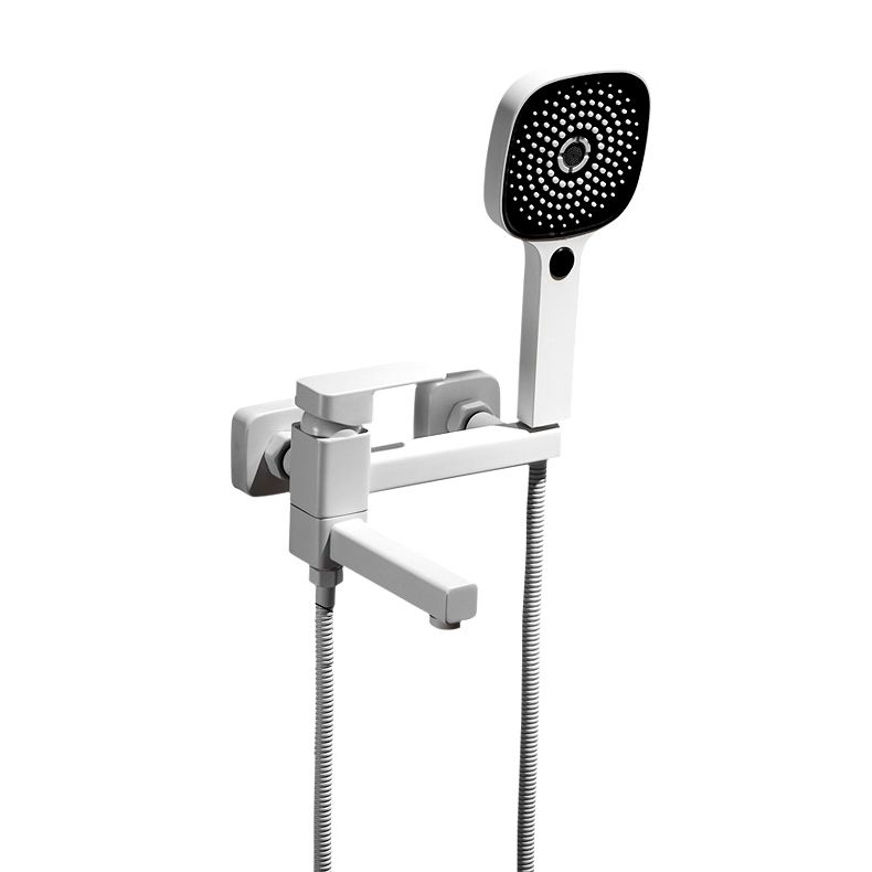 Avtoit | White Bath Water Faucet Trim Single Lever Handle Swivel Spout Wall Mounted Hand Shower Bathtub Filler