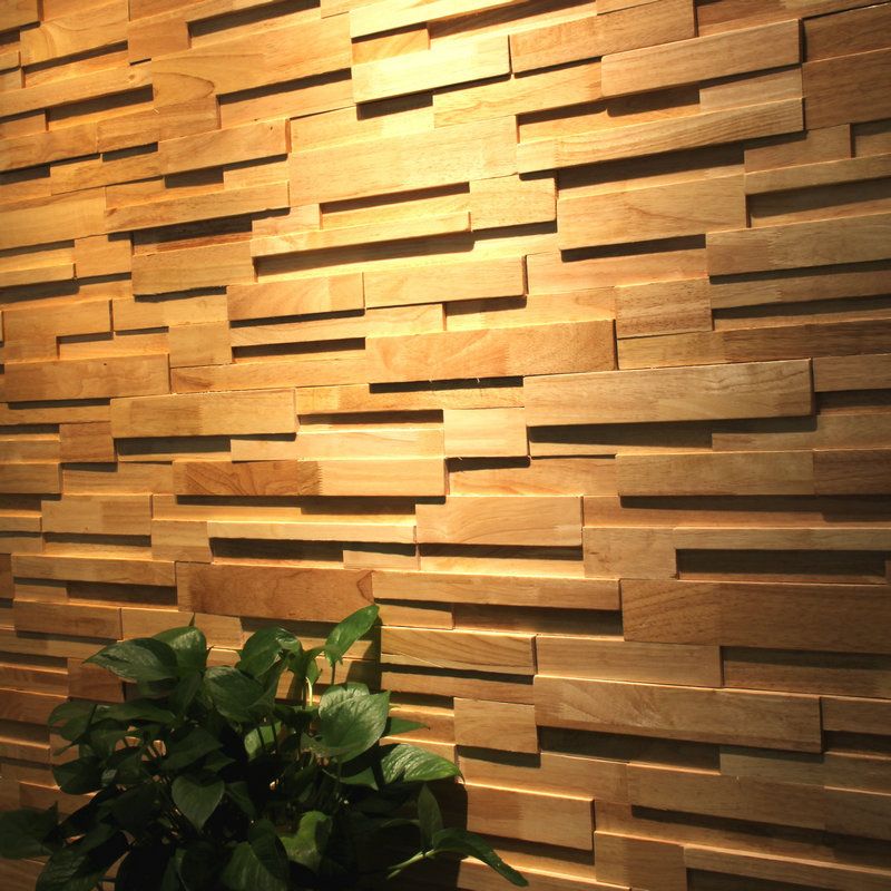 Avtoit | Mosaic Wood Wall Cladding Glue Living Room Modern Style Wood Plank