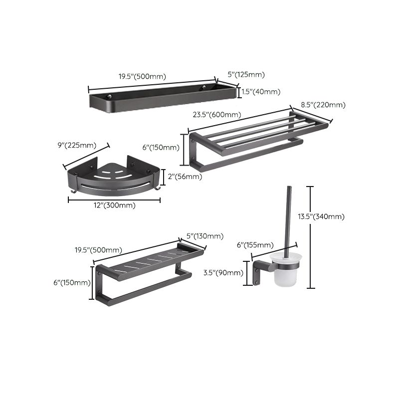 Avtoit | Gray Bathroom Accessory Set Modern Bathroom Accessories Hardware Set