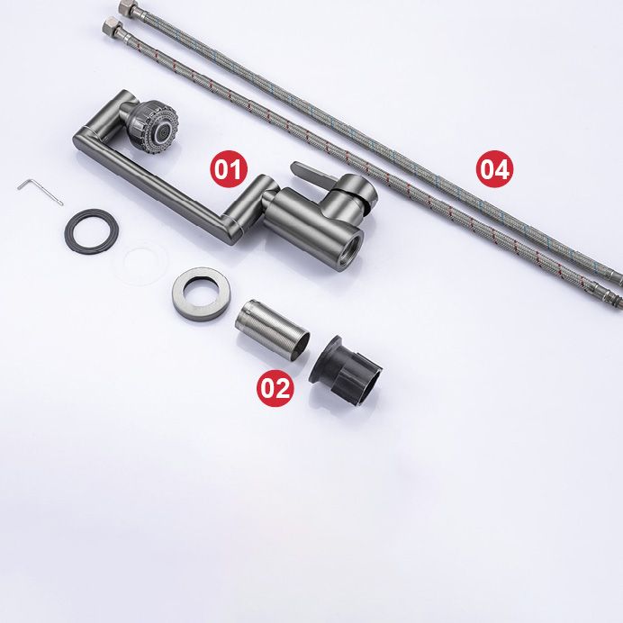 Avtoit | Contemporary Centerset Faucet Lever Handles Low Arc Stainless Steel Faucet