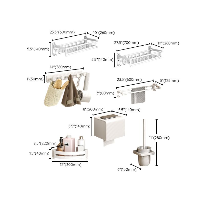 Avtoit | Modern style bathroom accessory set with bathroom shelf/towel rack/toilet brush in white