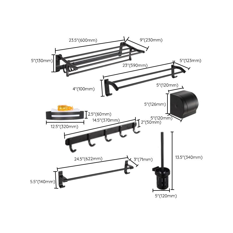 Avtoit | Modern Matt Black Bathroom Shelf Paper Holder Bathroom Accessory Set