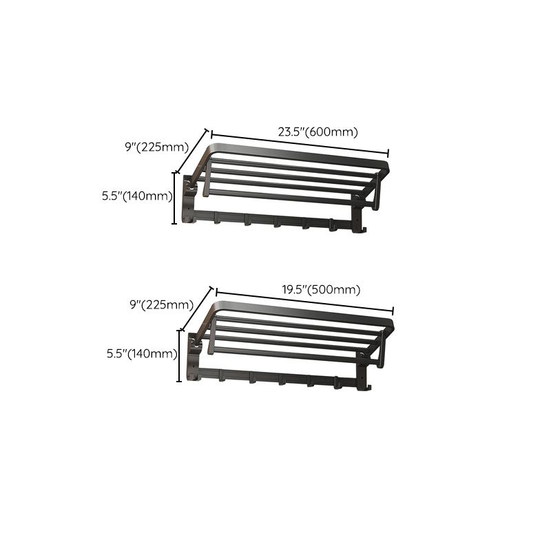 Avtoit | Modern Matte Black Bathroom Accessory Set with Bath Shelf/Towel Hooks/Towel Bar