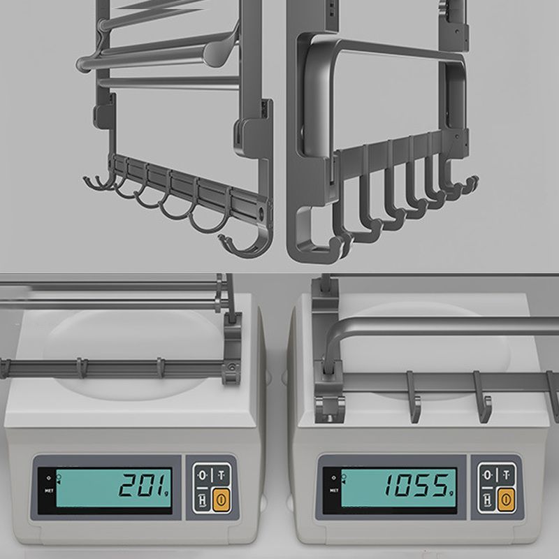 Avtoit | Modern gray bathroom hardware set with bath shelf/towel holder/robe hook/toilet paper holder