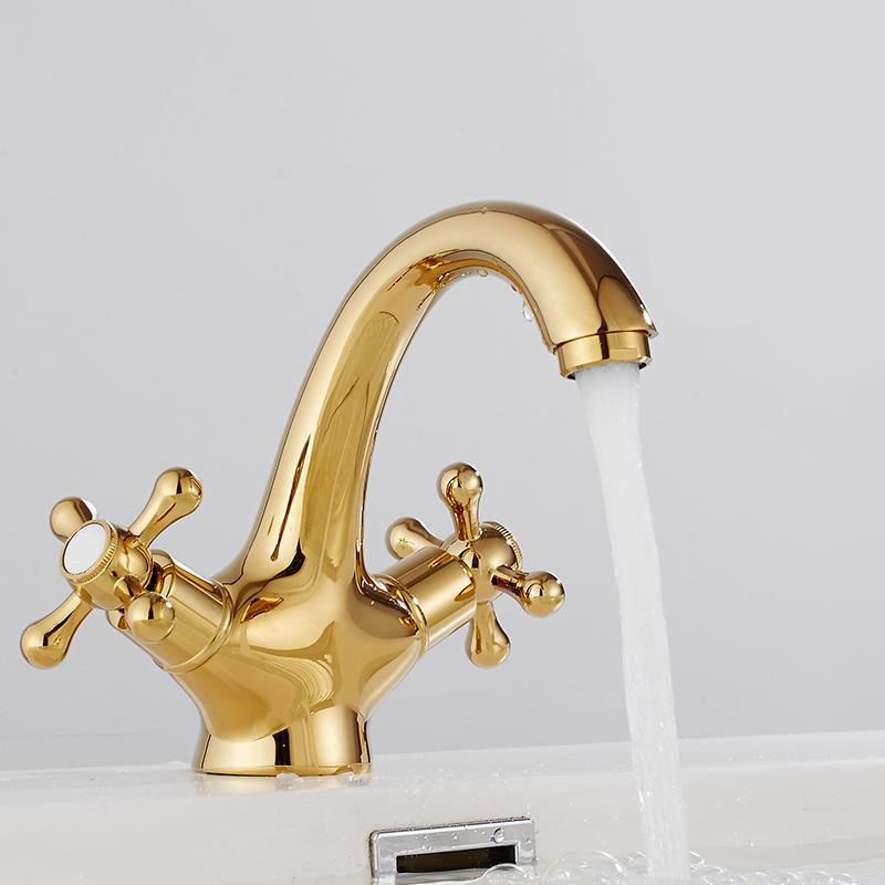Avtoit | Centered Basin Mixer Single Hole Bathroom Faucet with 2 Cross Handles