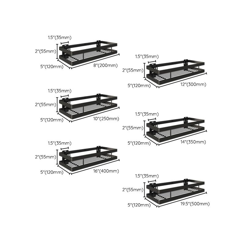 Avtoit | 2-piece bathroom shelf made of matte black metal bathroom hardware set