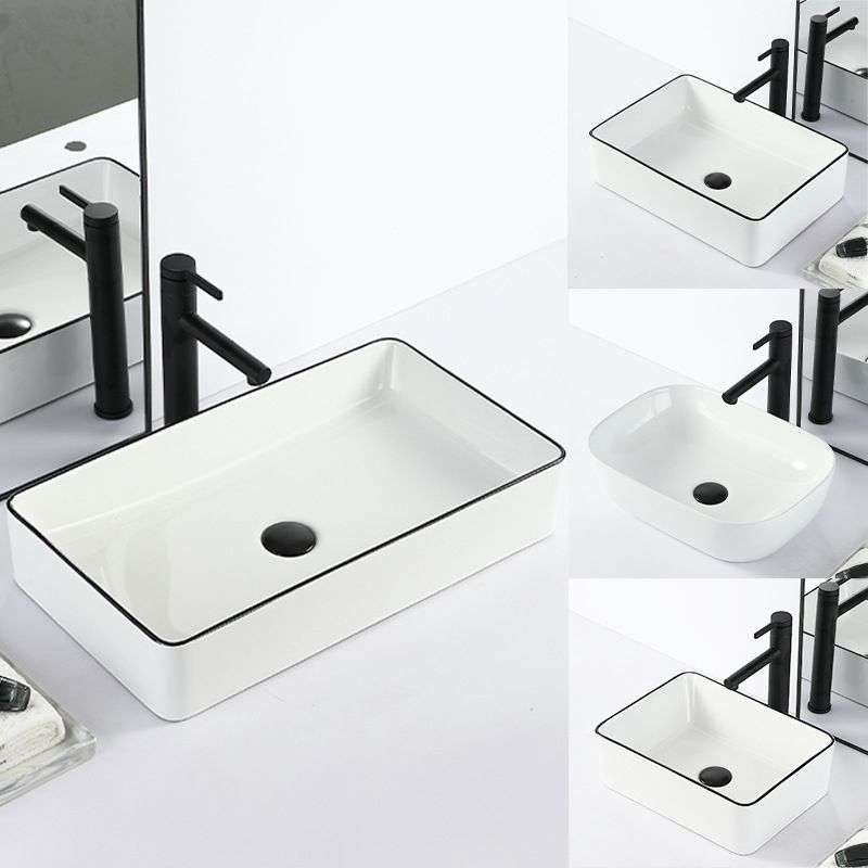 Avtoit | Contemporary sink with pop-up drain porcelain rectangular basin