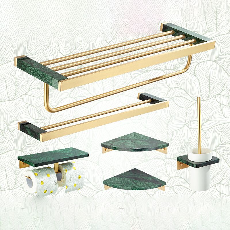 Avtoit | Golden Bath Hardware Set Brass & Marble Bathroom Accessories Set