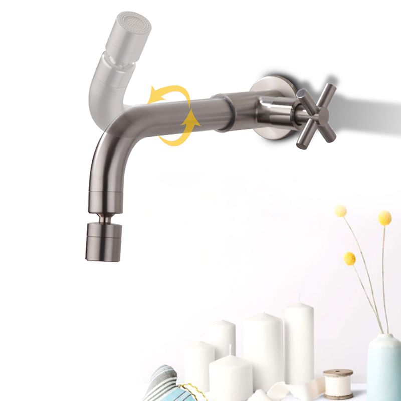 Avtoit | Contemporary Wall-Mounted Bathroom Faucet Cross Handles Stainless Steel Faucet