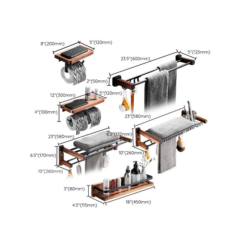 Avtoit | 7-piece bathroom accessory set wood and metal bathroom accessory hardware set