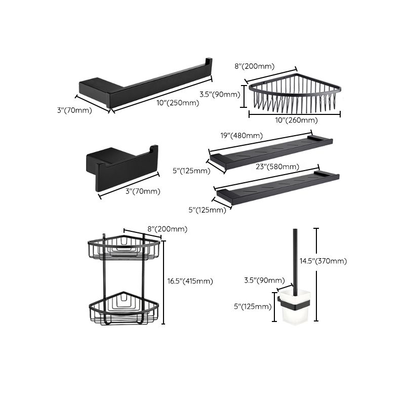 Avtoit | 5-piece Modernism Bathroom Accessory Set in Matte Black Stainless Steel