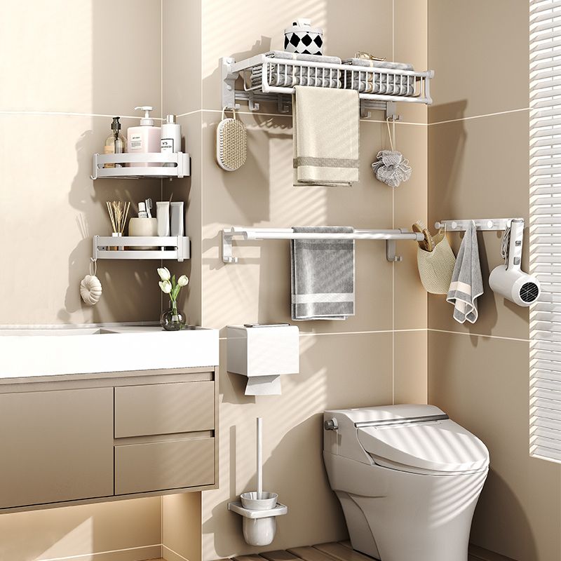 Avtoit | Modern style bathroom accessory set with bath shelf/towel holder/toilet brush in white