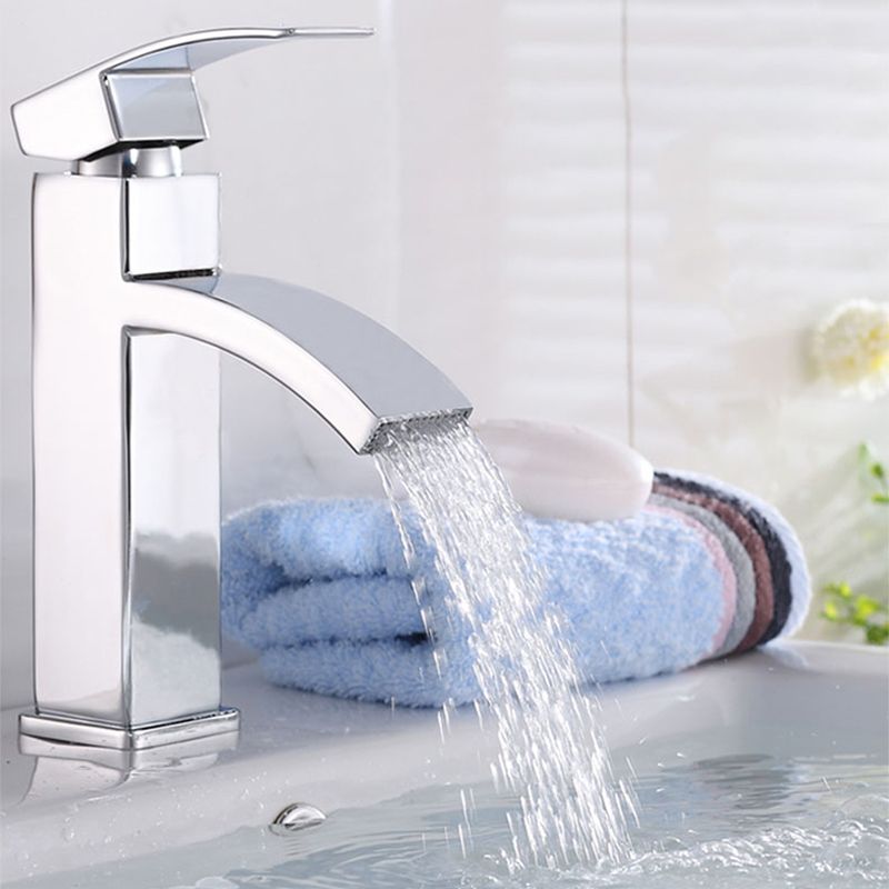 Avtoit | Cubic Chrome Bathroom Faucet Low Arc Single Lever Basin Faucet
