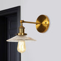 Avtoit | 1 Light Transparent Textured Glass Wall Lamp Vintage Brass Tailored Bedroom Lighting Fixture
