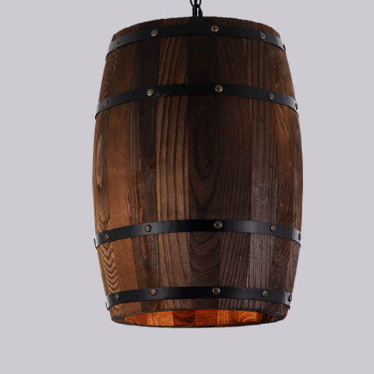 Avtoit | BarrelGlow Vintage Pendant Light | Wood Wine Barrel Design | 1-bulb | Rustic Lighting