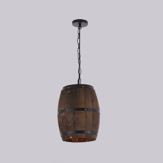 Avtoit | BarrelGlow Vintage Pendant Light | Wood Wine Barrel Design | 1-bulb | Rustic Lighting