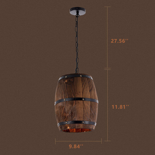 Avtoit | BarrelGlow Vintage Pendant Light | Wood Wine Barrel Design | 1-bulb | Rustic Lighting