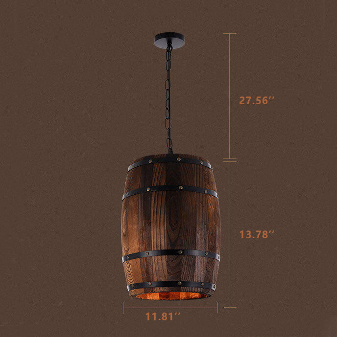 Avtoit | BarrelGlow Vintage Pendant Light | Wood Wine Barrel Design | 1-bulb | Rustic Lighting