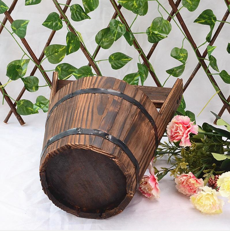 Avtoit | Wooden Bucket Planter in Barrel Design for Garden and Terrace – Decorative Flower Pots made of Wood
