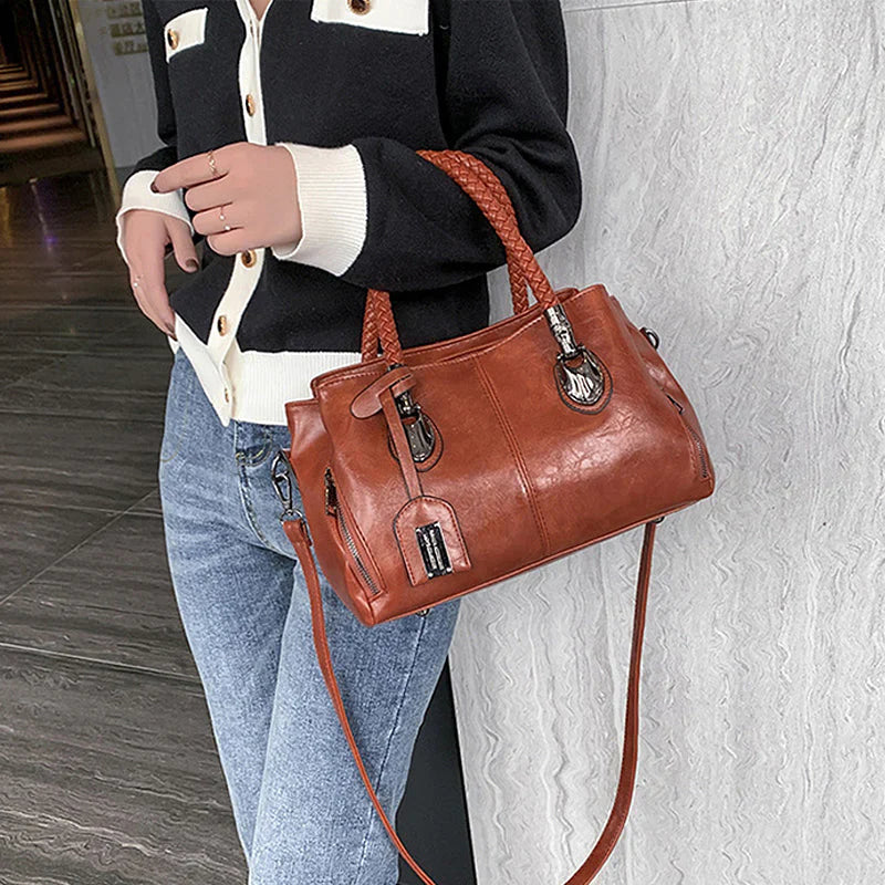 Avtoit | New oil wax leather handbags Boston soft leather large tote bag