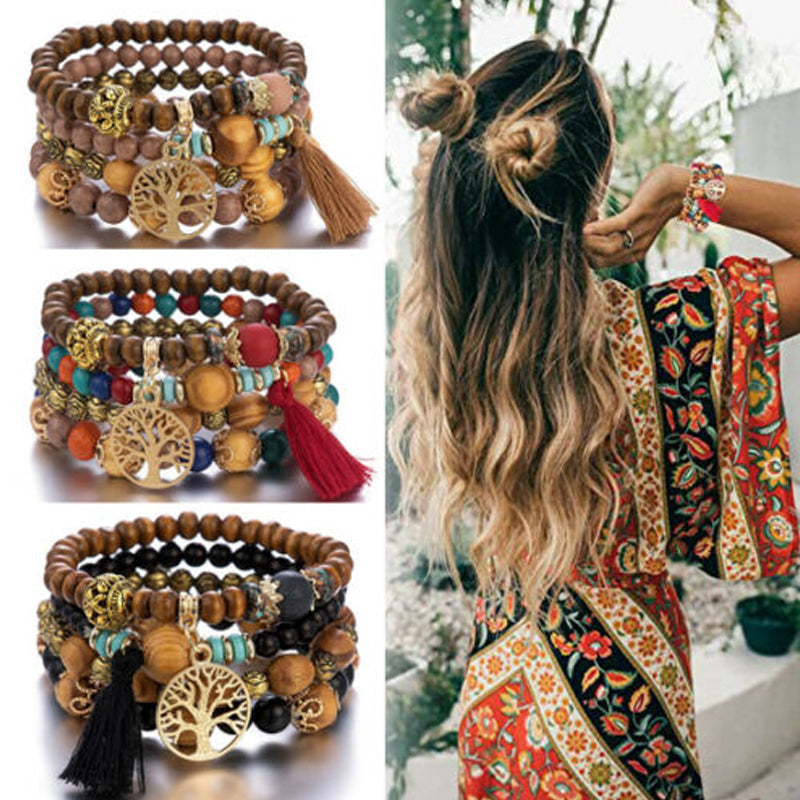 Avtoit | Boho Multilayer Wooden Bead Bracelet