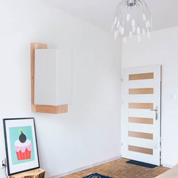 Avtoit | Modern minimalist solid wood square glass column 1-light wall sconces lamp