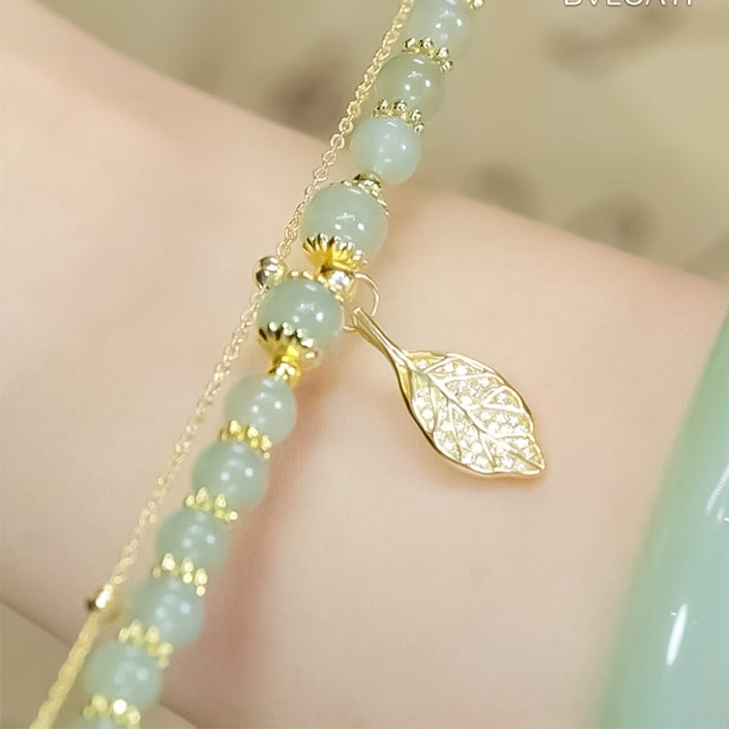 Avtoit | Hetian Jade Bracelet with Leaf