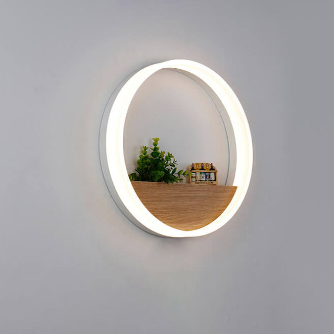 Avtoit | Lumoshelf LED Wall Light | Solid Wood with Shelf | Round Wall Lamp | Warm & White Light