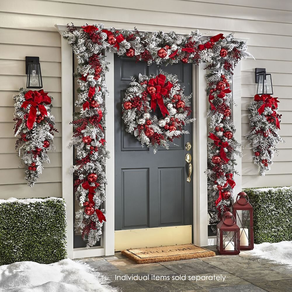 Avtoit | Cordless Prelit Holiday Trim | LED Lights, Auto-Timer & Premium Red/White Decor
