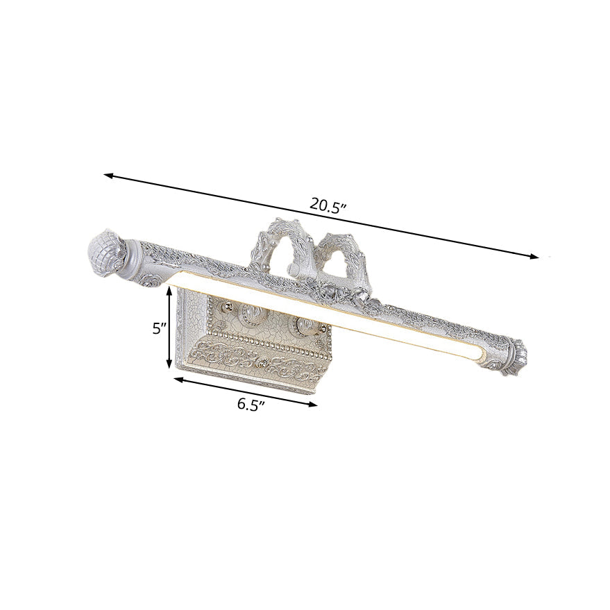 Avtoit | Vintage LED Wall Light with Metal Shade White Etched Tube Vanity Wall Light for Bathroom, 20.5"/23.5" Width
