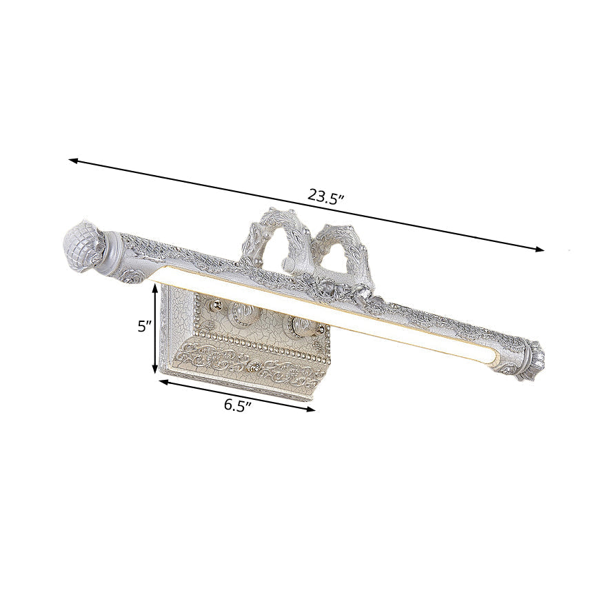 Avtoit | Vintage LED Wall Light with Metal Shade White Etched Tube Vanity Wall Light for Bathroom, 20.5"/23.5" Width