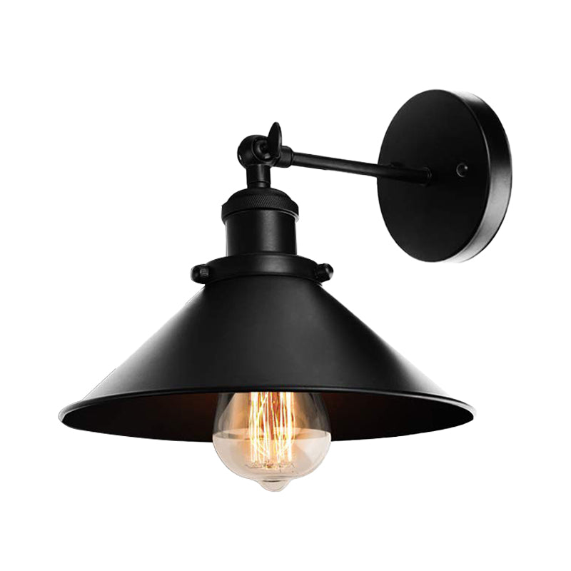 Avtoit | Metallic Cone Wall Lamp Light Loft Style 1 Light Living Room Adjustable Wall Mount Light in Black, 2 Pack