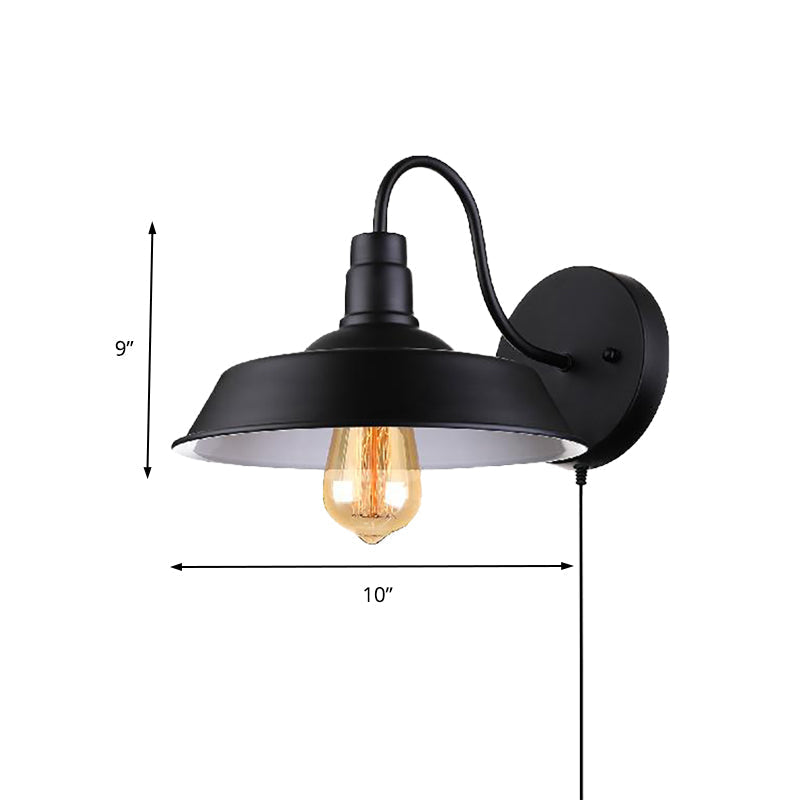 Avtoit | Barn Kitchen Wall Light Fixture Industrial Metal 1 Light Black Sconces Light with Goose Neck Arm and Plug Cable