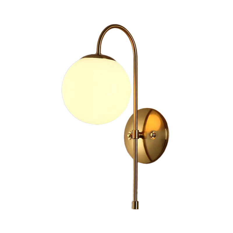 Avtoit | Brass Globe Wall Lamp Modern Opal Glass 1 Light Coffee House Wall Lamp Fixture