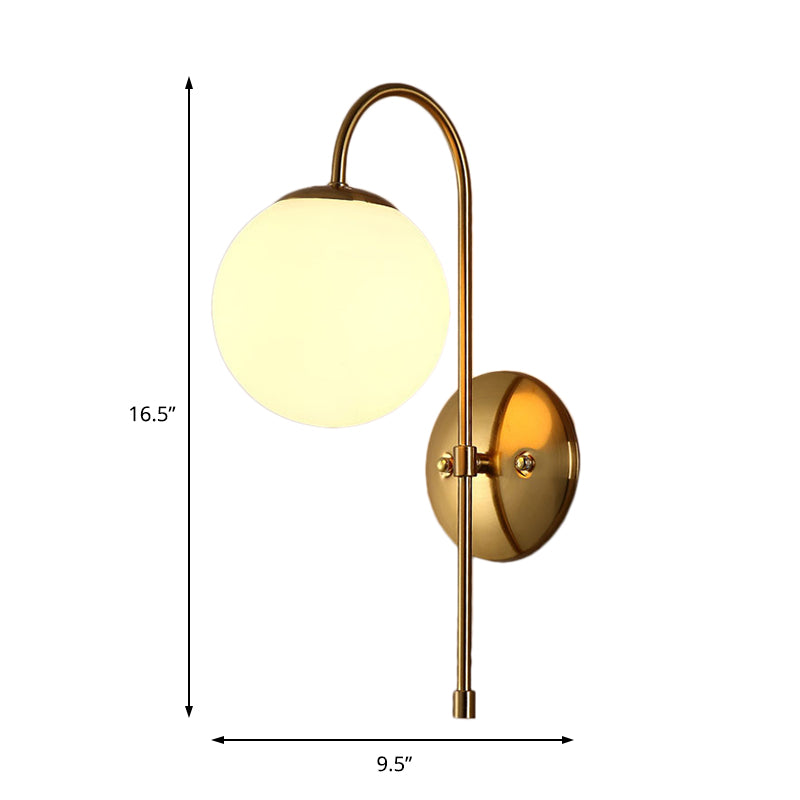 Avtoit | Brass Globe Wall Lamp Modern Opal Glass 1 Light Coffee House Wall Lamp Fixture