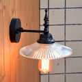 Avtoit | Clear/Green Glass Black Wall Light Cone/Wide Flare 1-Light Industrial Wall Lamp for Living Room
