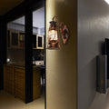 Avtoit | One Bulb Wall Lamp with Lantern Shade Clear Glass Coast Bedroom Wall Lamp in Black/Antique Brass/Aged Copper with Mermaid